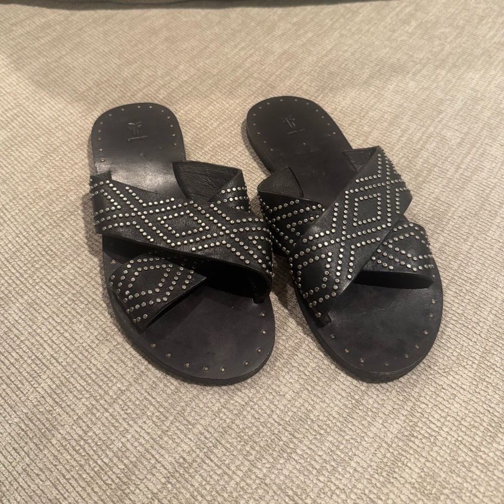 Frye leather Black Studded Sandals